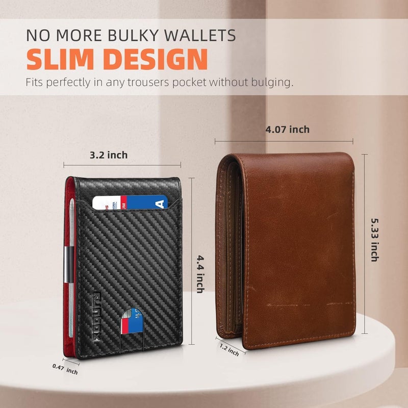 RUNBOX Money Clip Wallets for Men,Slim Leather Mens Bifold Wallet,RFID Blocking Front Pocket Wallet,Thin Credit Card Holder with Gift Box - Image 3